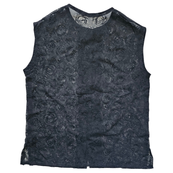 Vintage Black Floral Lace Button Up Vest - Picture 2 of 4